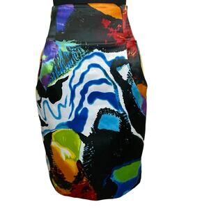 Ted Baker‎ London Abstract Satin Watercolor Bold pencil skirt size 2